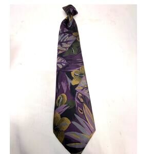 SKU3016 Sears The Men's Store Purple Gold Print Clip-On Necktie